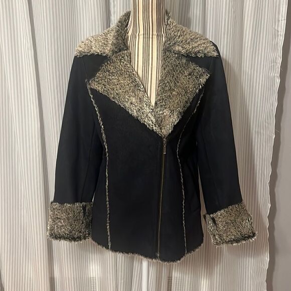 COUNTY suede/faux fur lined coat. Small - Picture 1 of 9